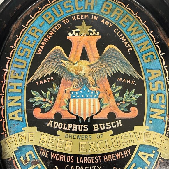 Anheuser-Busch Assn St. Louis MO Beer Vintage Metal Serving Tray Budweiser Eagle - Picture 3 of 9